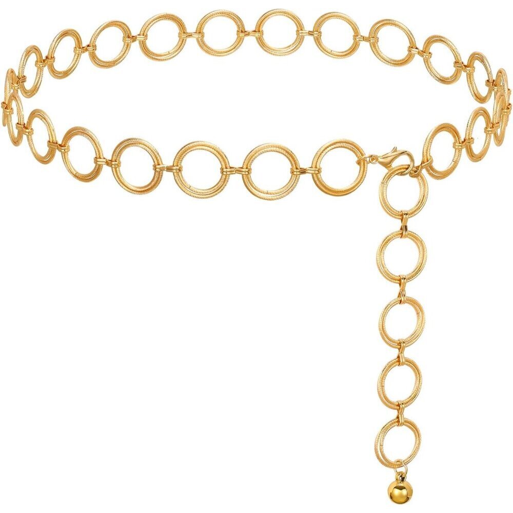 Women Waist Chain Belt Alloy Adjustable Gold Silver Link Fashion Accessory